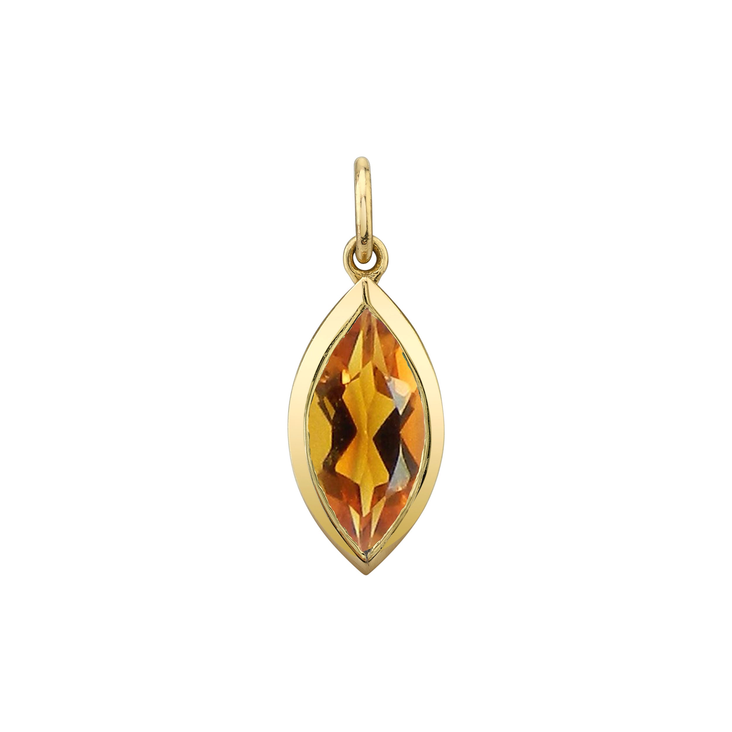 Natural Chocolate Brown .12CT Diamond Marquise Solid 14K Yellow Gold Bezeled Charm newest Pendant