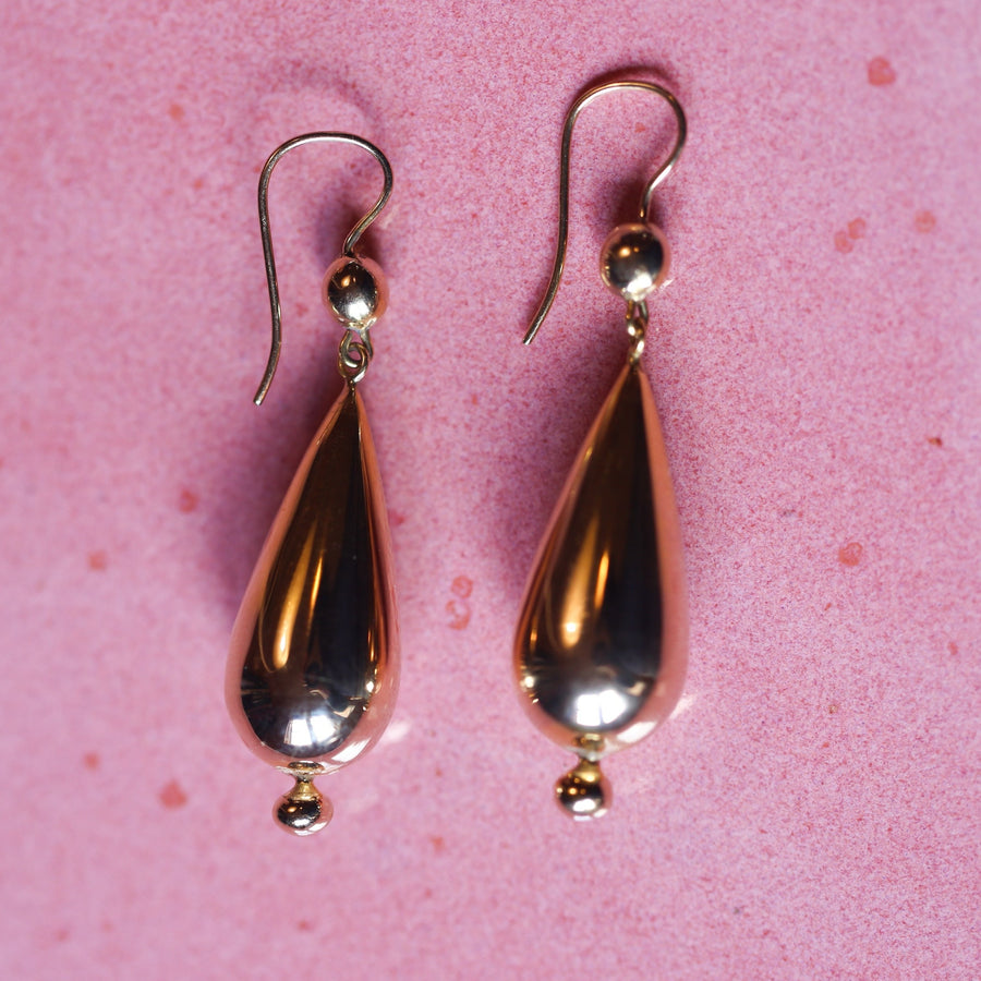 9k British Gold Drop Earrings