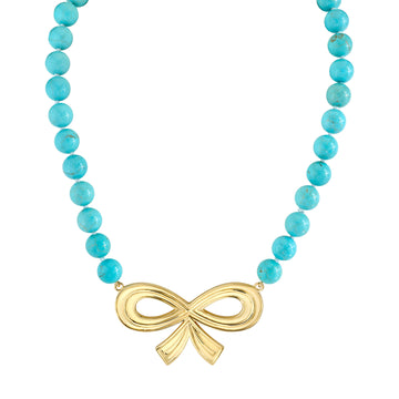 Solid Statement Bow Beaded Necklace